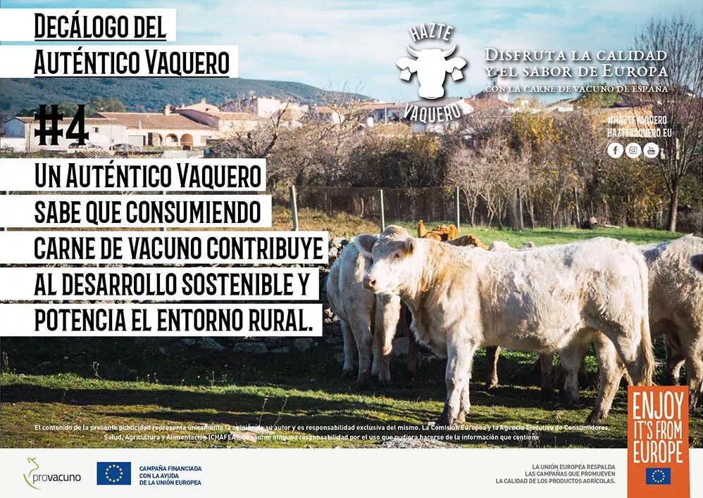 ¡Derechos Animales ya! - Campaña de «¡Hazte vaquero» de Provacuno sobre el consumo de carne contribuye al desarrollo sostenible y fomenta el entorno rural