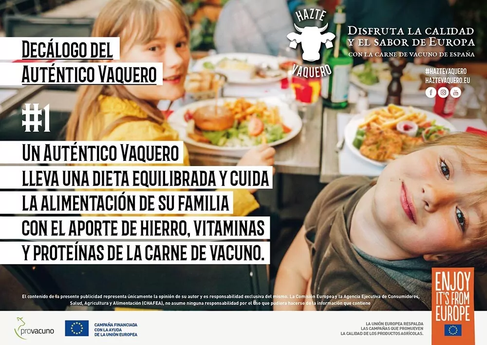 ¡Derechos Animales ya! - Campaña de «¡Hazte vaquero» de Provacuno sobre la dieta equilibrada y el aporte de las proteínas de la carne de vacuno